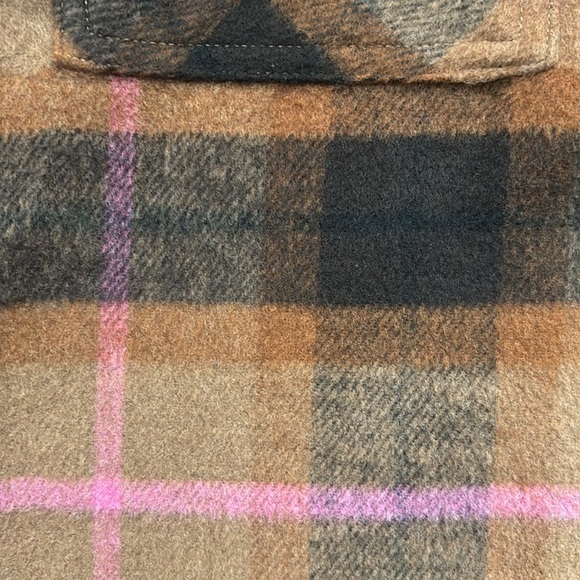 BB Dakota X Steve Madden | Brown and pink plaid boxy shacket jacket NWT Size L - Picture 5 of 13